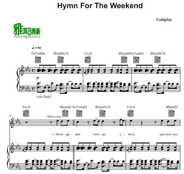 Coldplay - Hymn For The Weekend 歌谱 正谱