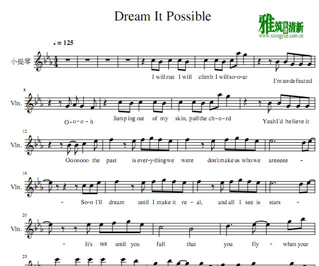 Dream It Possibl小提琴谱