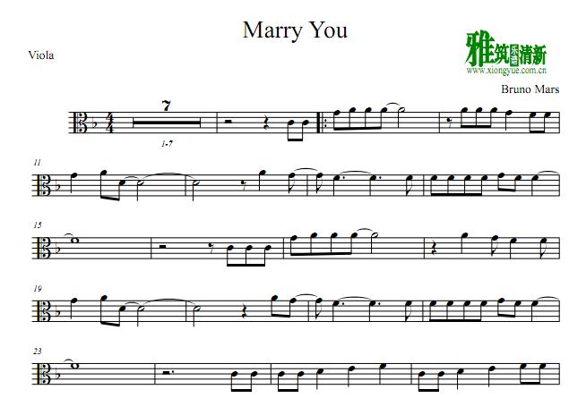Bruno Mars - Marry You 中提琴谱