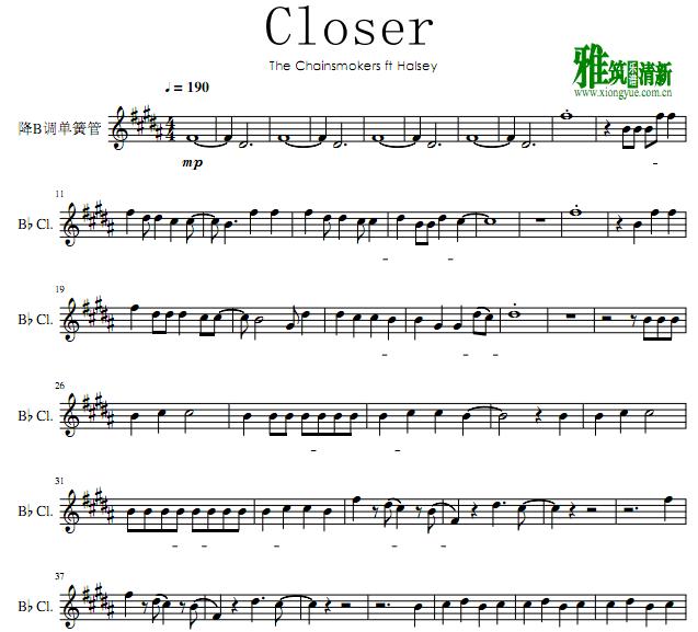 Closer 单簧管谱