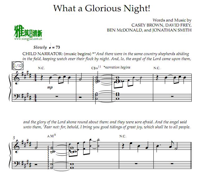 What a Glorious Night合唱钢琴伴奏谱