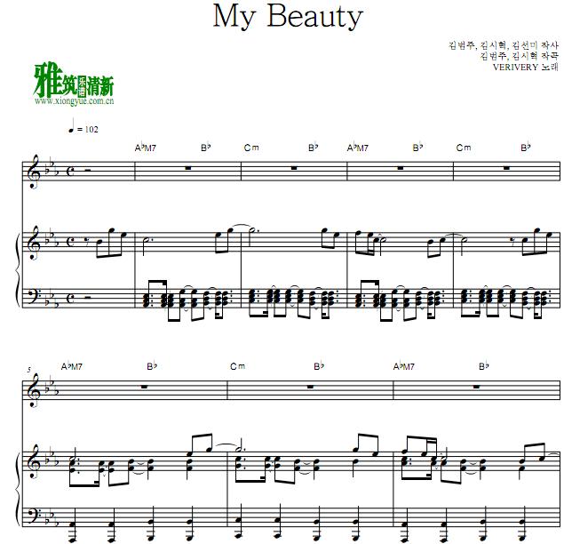 偶然发现的一天 my beauty 钢琴伴奏谱 歌谱