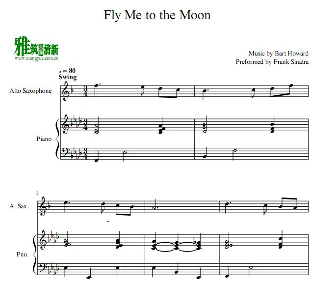 Fly Me to the Moon  萨克斯钢琴伴奏谱