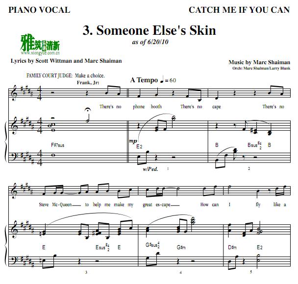  Someone Else's Skin声乐谱 歌谱 正谱