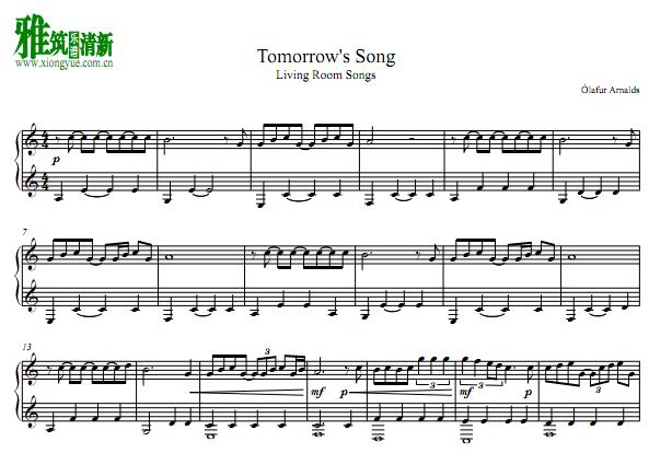 Ólafur Arnalds - Tomorrow's Song钢琴谱
