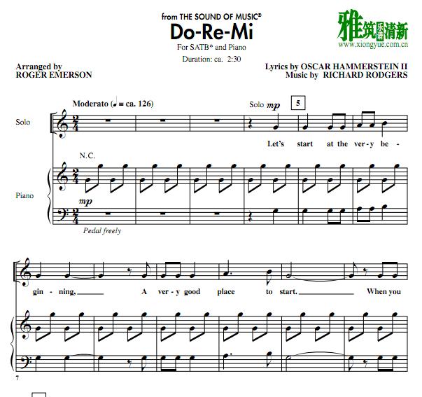 音乐之声主题曲 Do Re Mi四声部合唱钢琴伴奏谱
