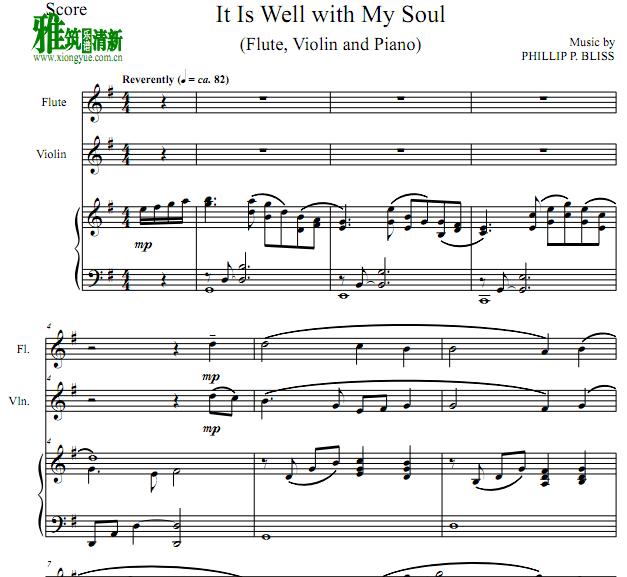 It is well with my soul 长笛小提琴钢琴三重奏谱 