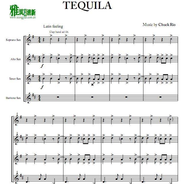 龙舌兰萨克斯四重奏谱 Tequila