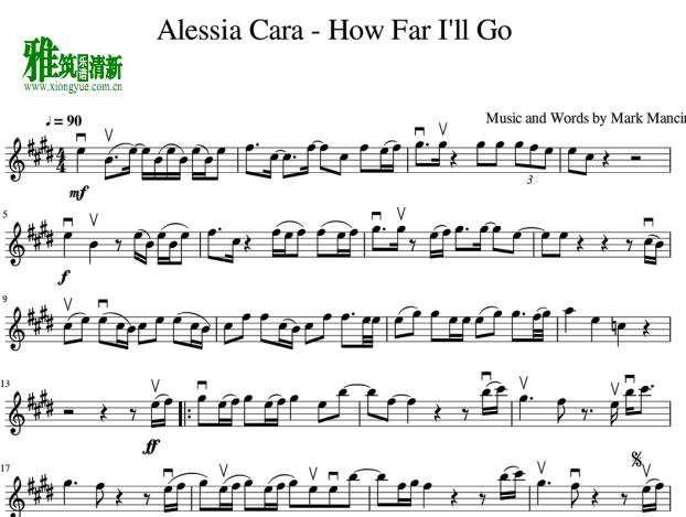 How Far I'll Go 小提琴谱