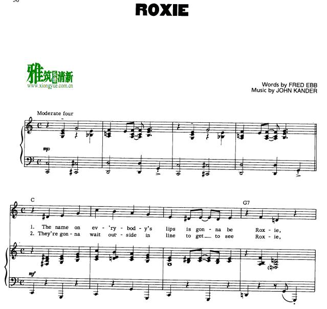 芝加哥Chicago - Roxie C调声乐谱