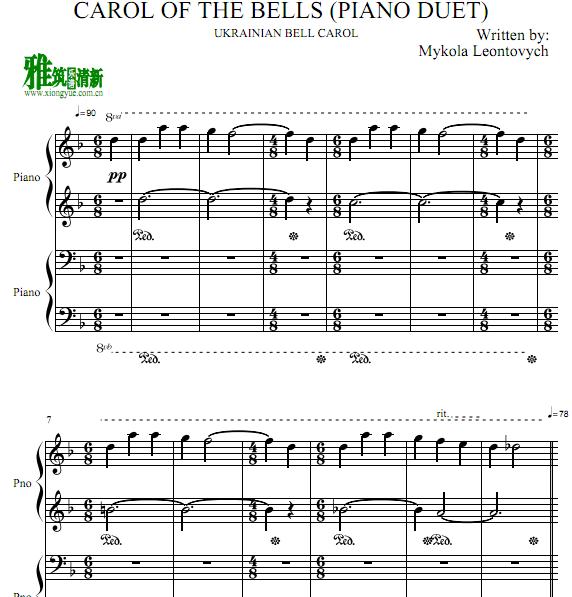 Carol of the Bells四手联弹谱