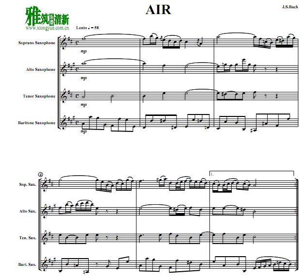 Air G弦上的咏叹调 萨克斯四重奏谱