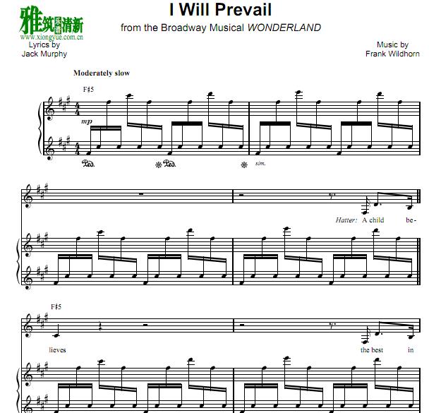 Wonderland - I Will Prevail 钢琴伴奏谱