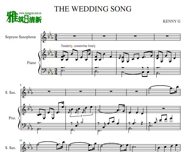 THE WEDDING SONG高音萨克斯钢琴二重奏谱