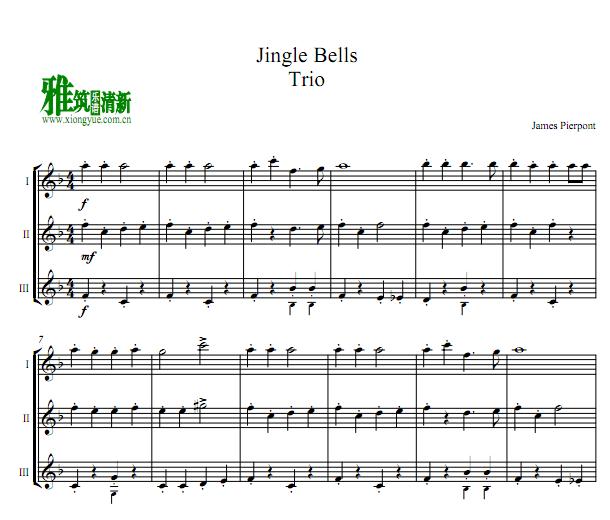 jingle bells 长笛三重奏谱 铃儿响叮当长笛三重奏谱