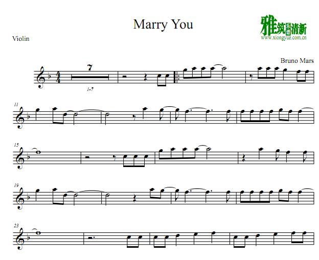 Bruno Mars - marry you 小提琴谱