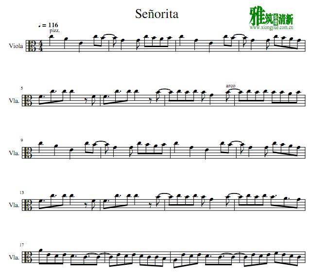 萌德卡妹 Señorita Senorita中提琴谱