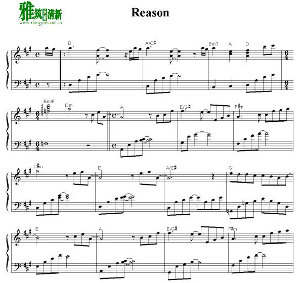 蓝色生死恋 - reason钢琴谱