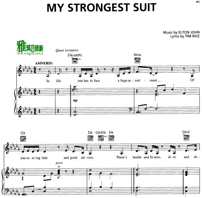 Aida - My strongest suit钢琴伴奏谱