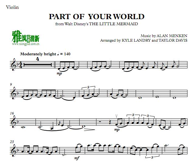 小美人鱼Part of Your World小提琴谱
