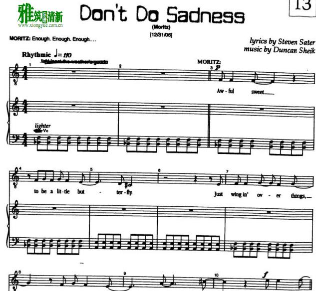 Don't Do Sadness Blue Wind声乐钢琴伴奏谱