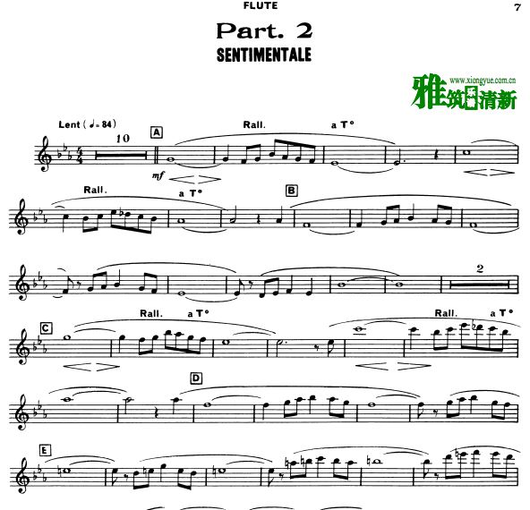 Claude Bolling - Sentimentale长笛和爵士钢琴三重奏原谱 长笛谱