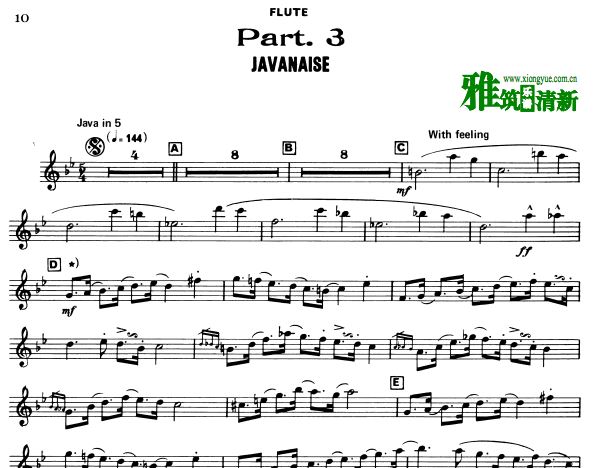 Claude Bolling - Javanaise长笛和爵士钢琴三重奏正谱 -长笛谱