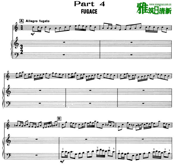 Claude Bolling - Fugace长笛和爵士钢琴三重奏原版正谱 附长笛BASS鼓分谱