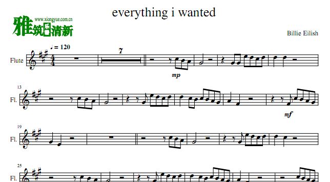 Everything i wanted长笛谱