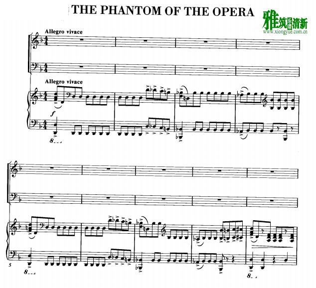 歌剧魅影the phantom of the opera四声部合唱钢琴伴奏谱