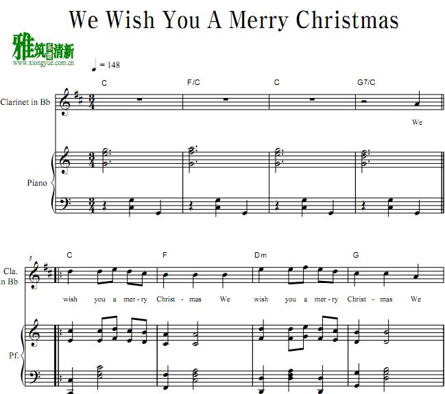 圣诞节we wish you a merry Christmas 单簧管钢琴重奏谱