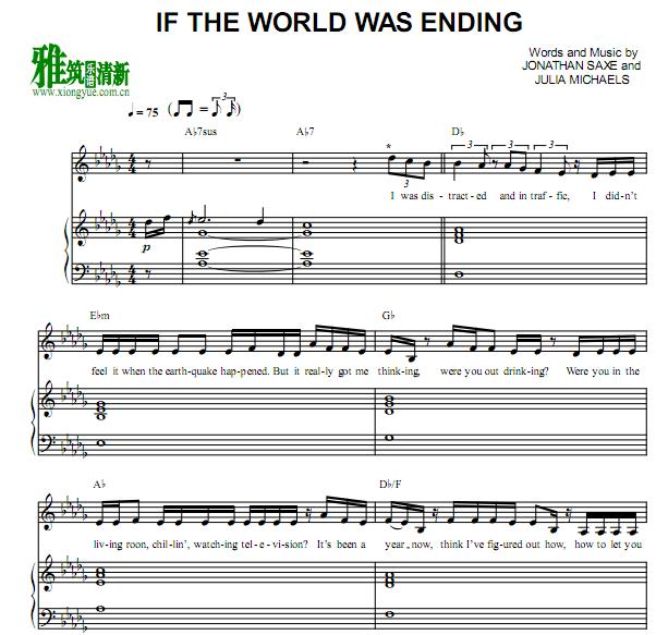 If the World Was Ending钢琴伴奏谱