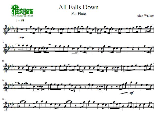 All Falls Down长笛谱