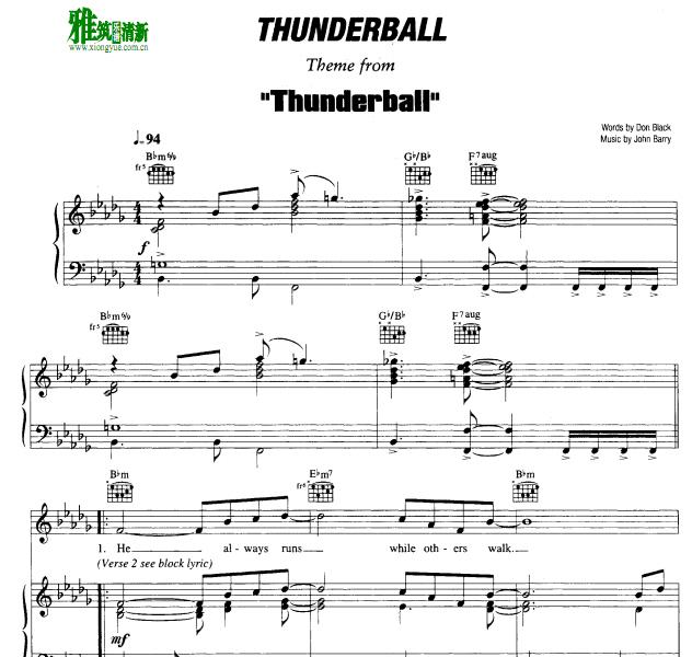 Thunderball钢琴谱