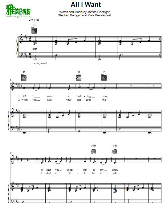 Ellie Goulding - All I Want 钢琴伴奏谱