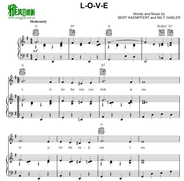 nat king cole - love歌谱 正谱 五线谱