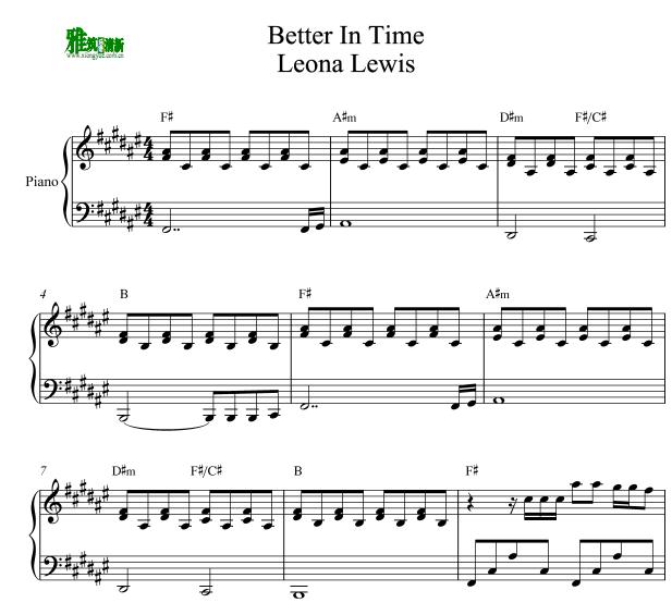 Leona Lewis - Better in Time钢琴谱