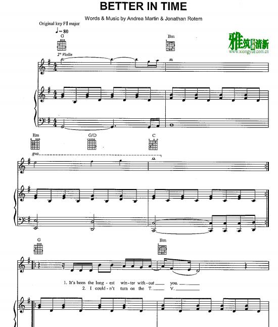 Leona Lewis - Better In Time钢琴伴奏谱