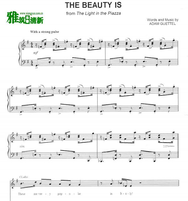音乐剧晴光翡冷翠 - The beauty is钢伴声乐谱 
