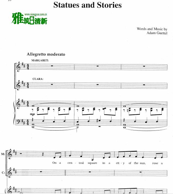 音乐剧晴光翡冷翠 - Statues and stories声乐钢琴伴奏谱