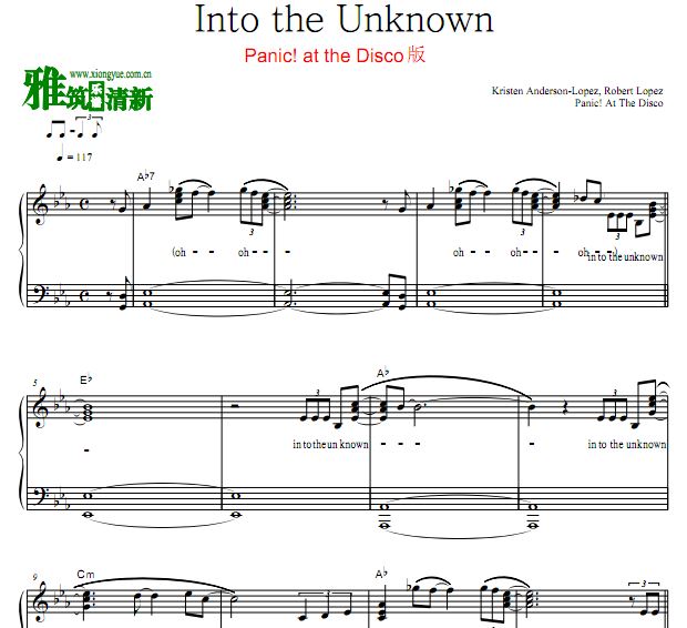 Panic! at the Disco - Into the Unknown 钢琴独奏谱