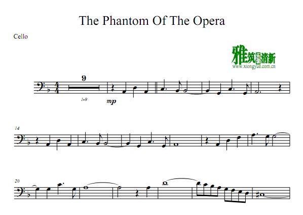 歌剧魅影 The Phantom of the Opera大提琴谱