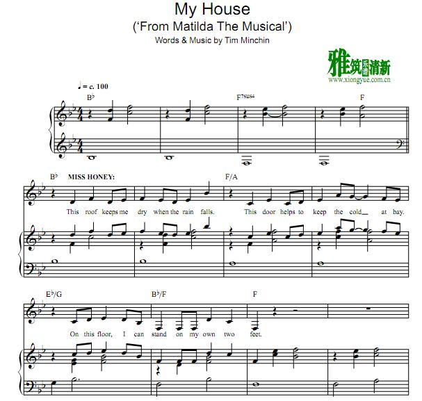玛蒂尔达 Matilda - My House歌谱 正谱