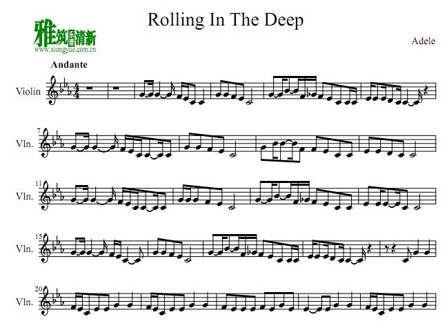 Adele – Rolling In The Deep小提琴谱