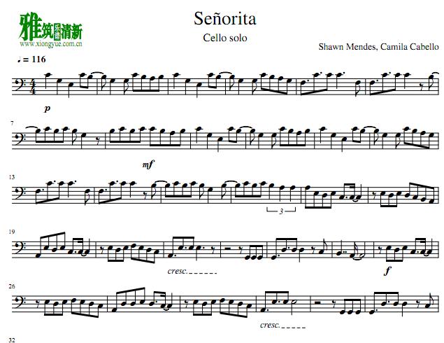 senorita五线谱,havana钢琴谱简谱 琴谱 sheet music 流行音乐乐谱 楽谱 五线谱 senorita大提琴