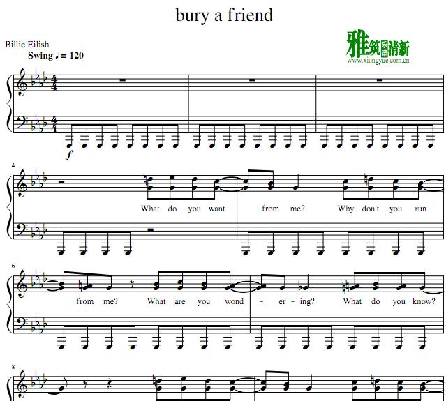 Billie Eilish - Bury a Friend钢琴谱