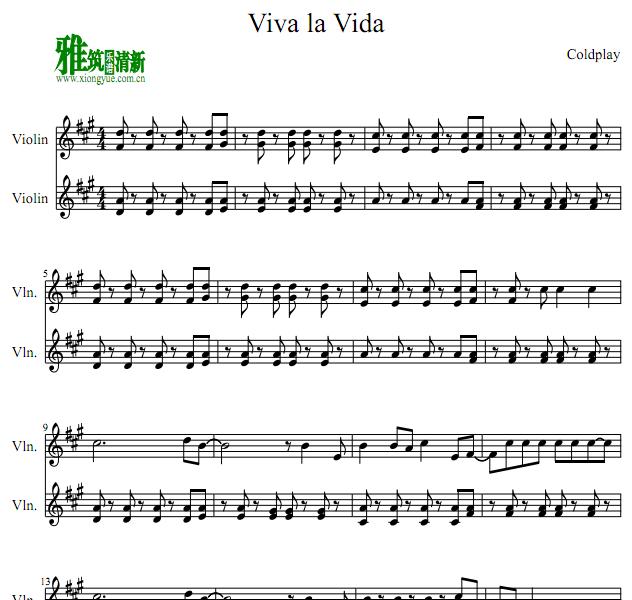 流行小提琴二重奏谱 viva la vida小提琴二重奏