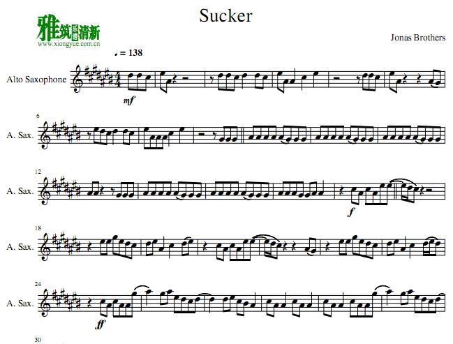 Sucker 中音 降E萨克斯谱