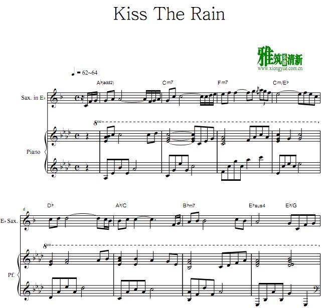 therain谱子,intheend谱子 kiss the rain 萨克斯钢琴重奏谱