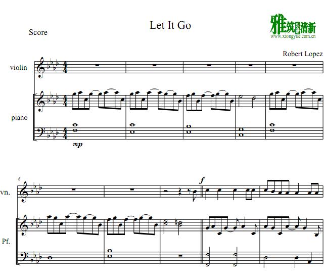 let it go小提琴钢琴伴奏谱